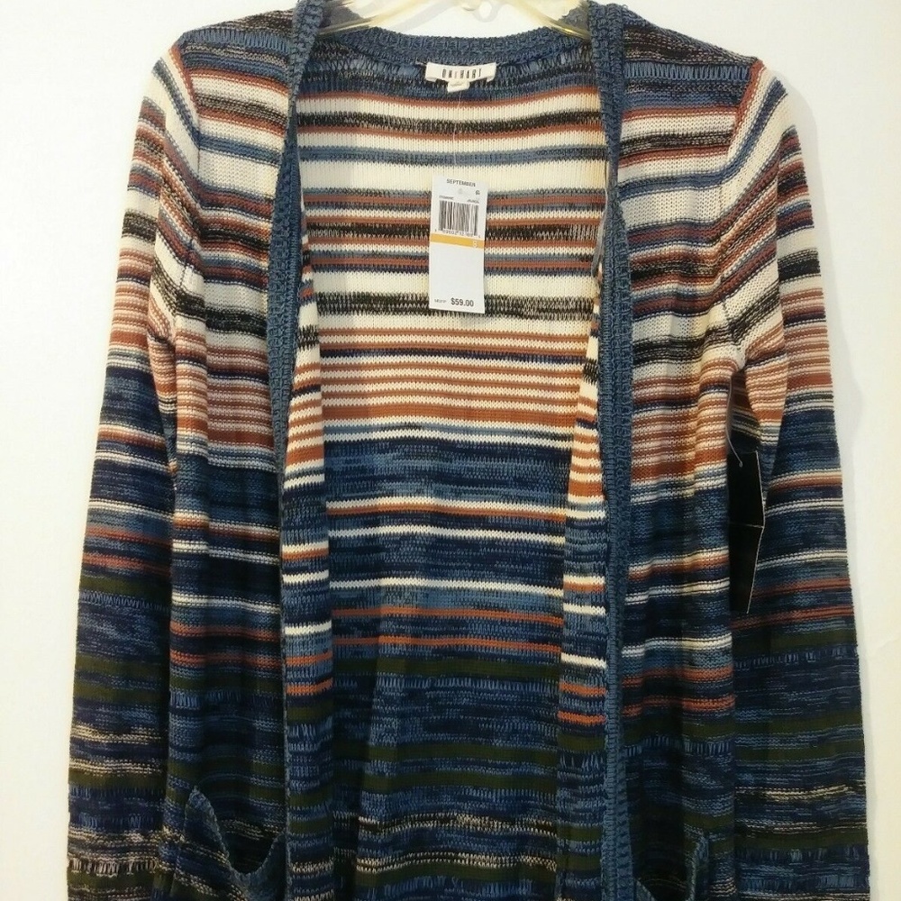 ONEHART Juniors acrylic multi-color knit Cardigan